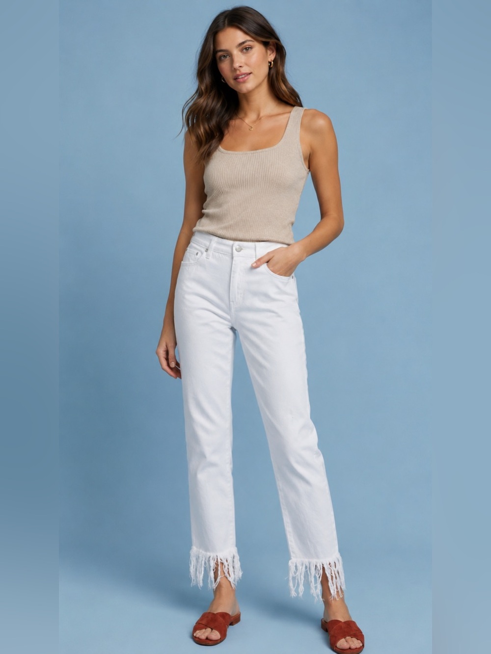 Pilcro and the Letterpress Anthropologie Jeans Jeans Size 26 Fringe Denim White